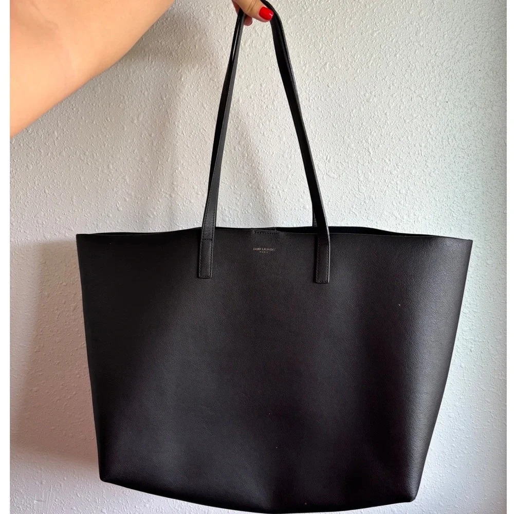 Saint Laurent Black Leather Tote and Matching Wallet